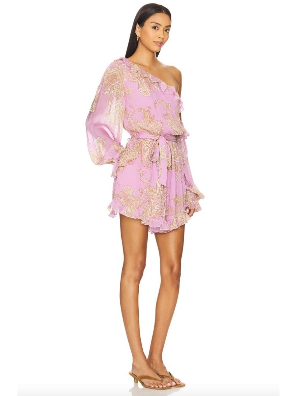 Hemant & Nandita Jiah Romper With Tie Up Belt Lilac Womens Size XS - Picture 2 of 14